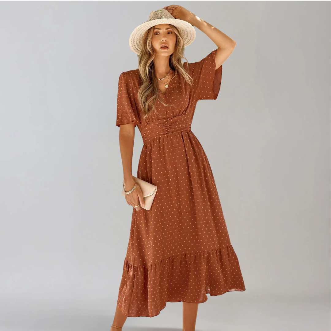 ARIA | Mittellanges Kleid mit V-Ausschnitt