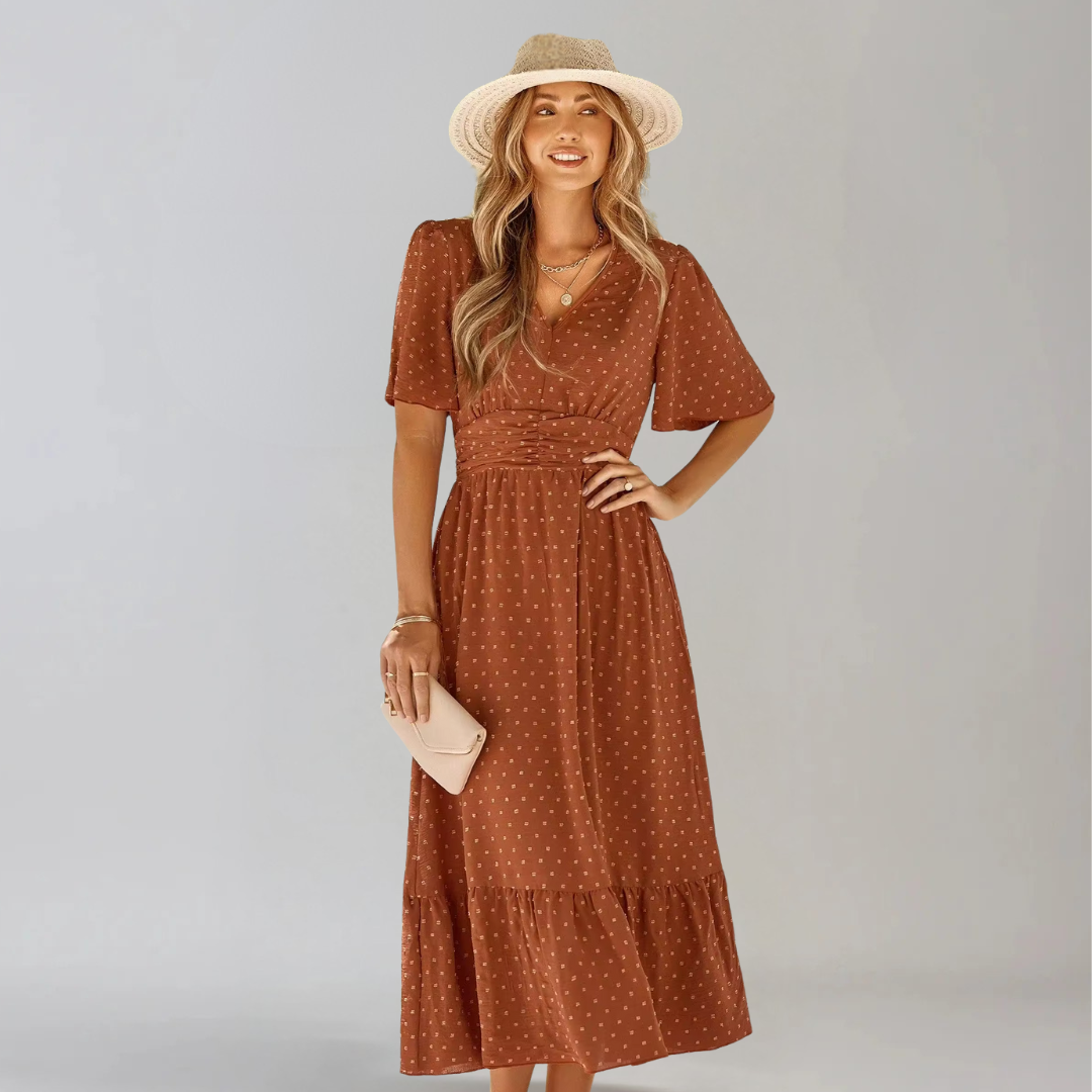 ARIA | Mittellanges Kleid mit V-Ausschnitt