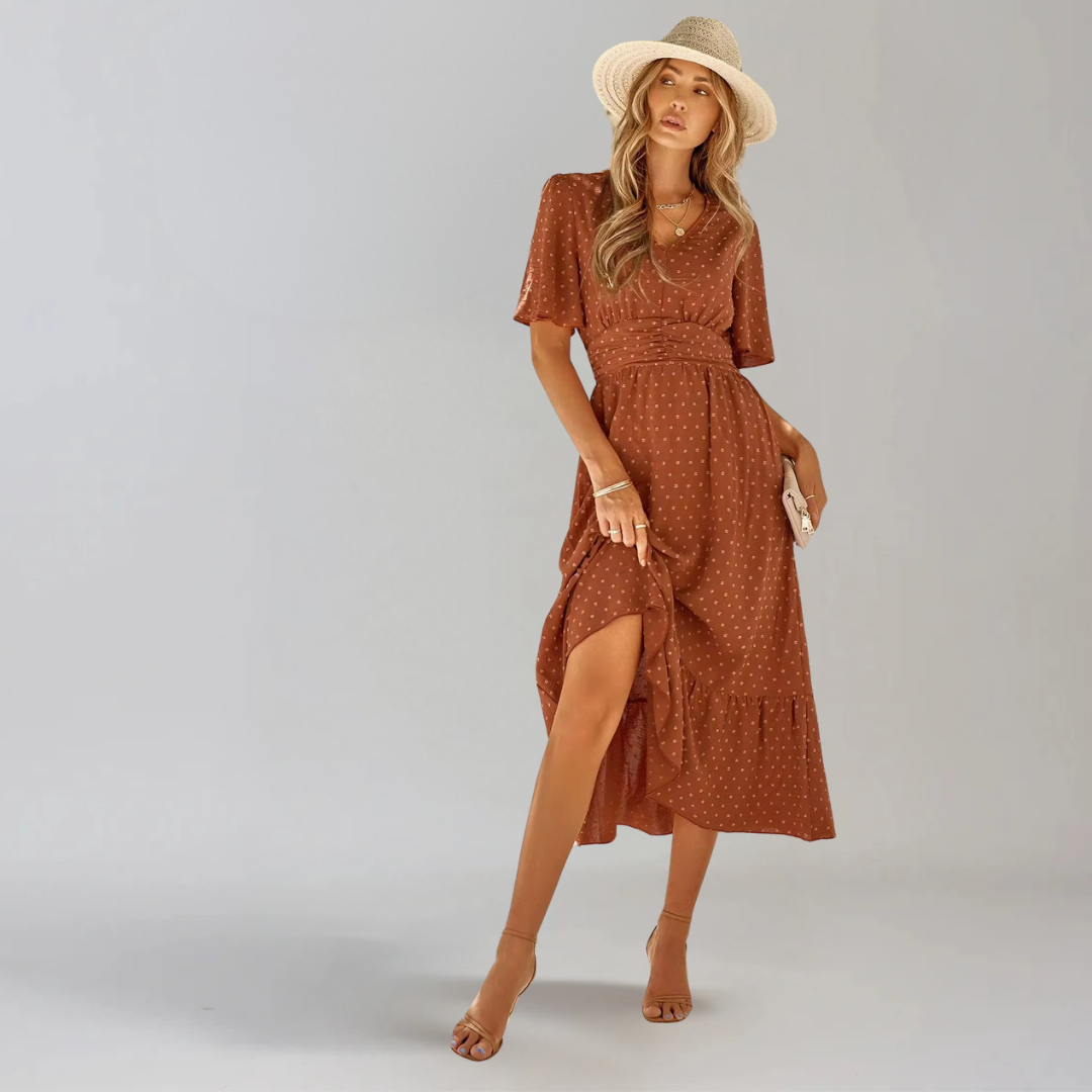 ARIA | Mittellanges Kleid mit V-Ausschnitt