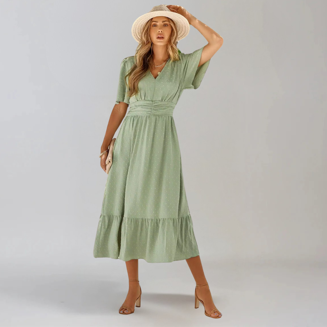 ARIA | Mittellanges Kleid mit V-Ausschnitt