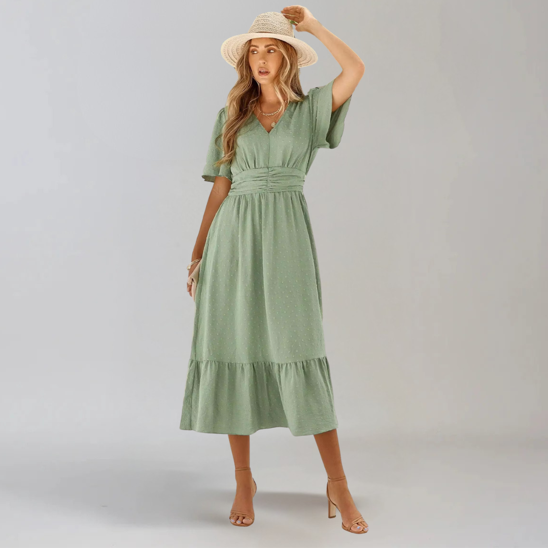 ARIA | Mittellanges Kleid mit V-Ausschnitt