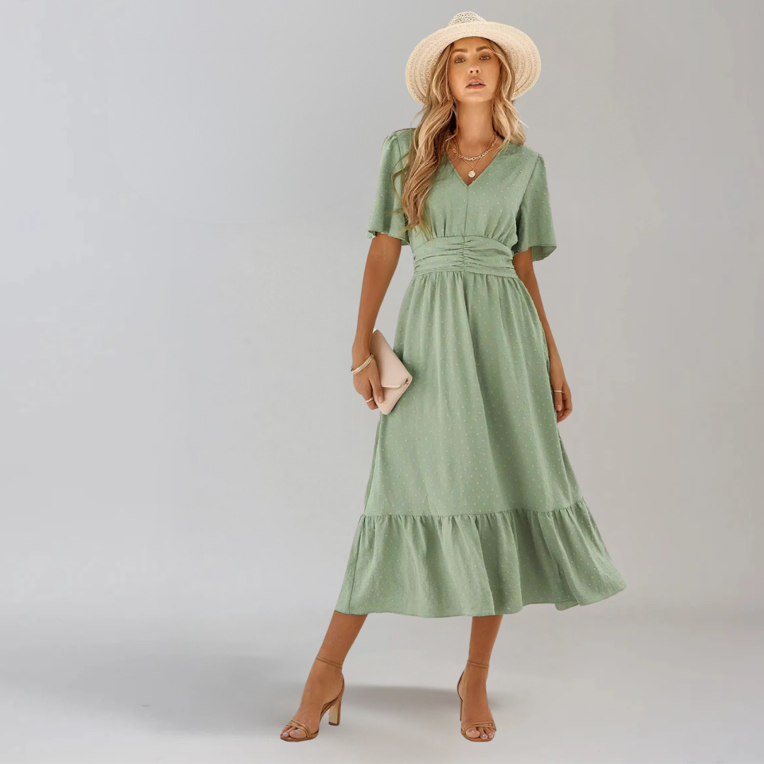 ARIA | Mittellanges Kleid mit V-Ausschnitt
