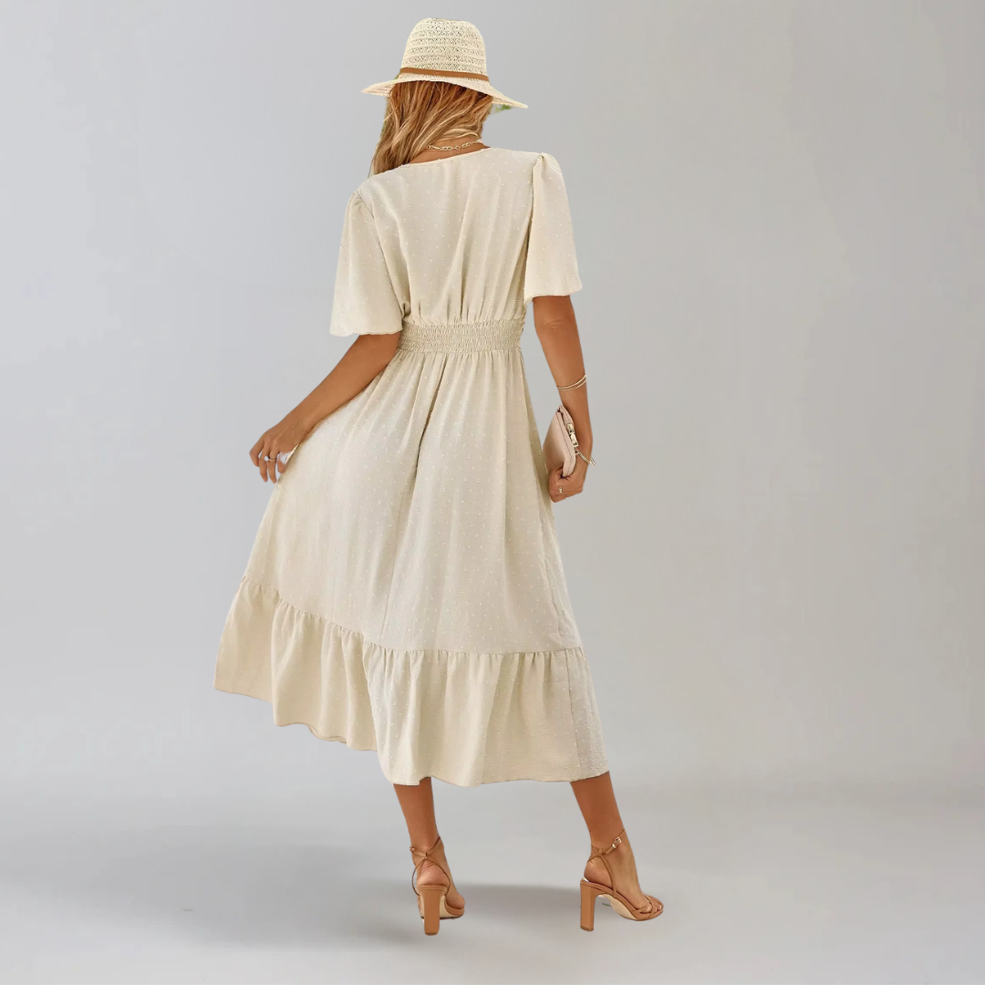 ARIA | Mittellanges Kleid mit V-Ausschnitt