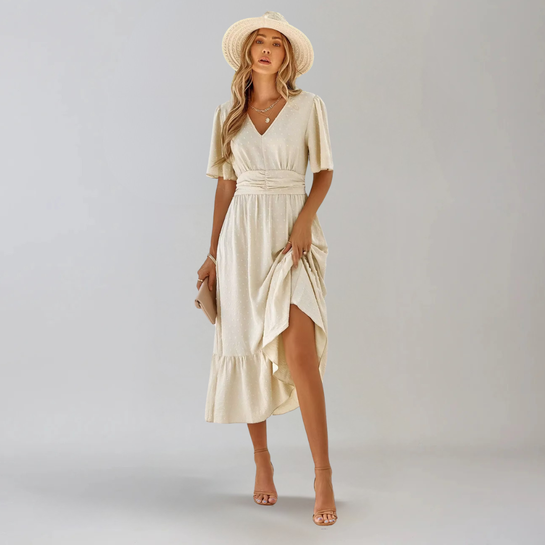 ARIA | Mittellanges Kleid mit V-Ausschnitt