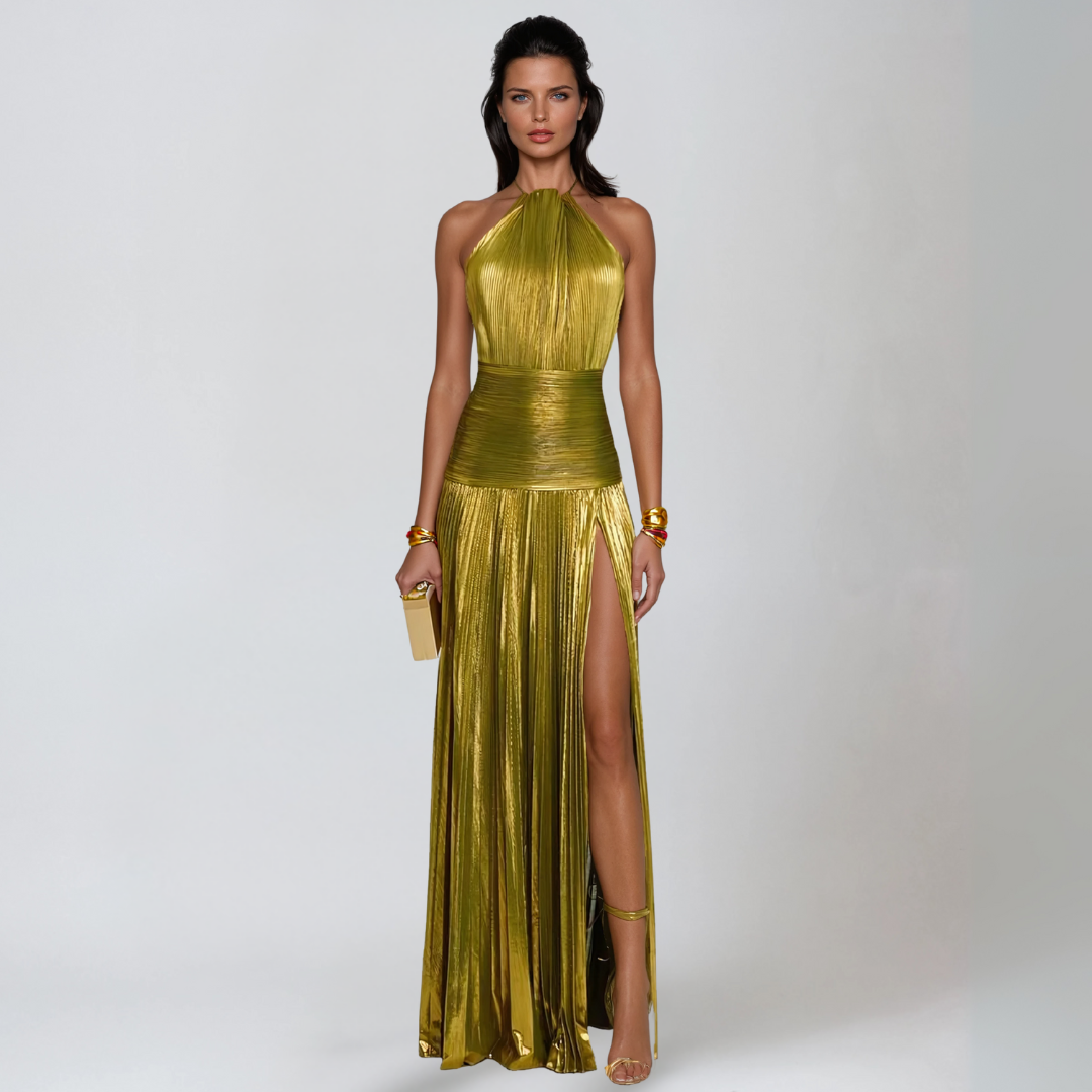NEFIRA  | Langes metallisiertes Kleid