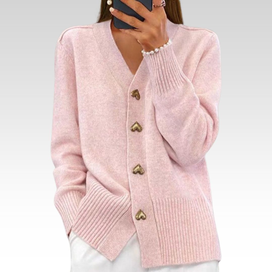 Adele | Eleganter Cardigan mit Herzknöpfen